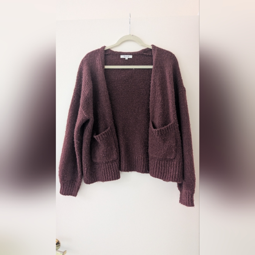 Madewell Open-Front Pocket Cardigan Sweater - Plum